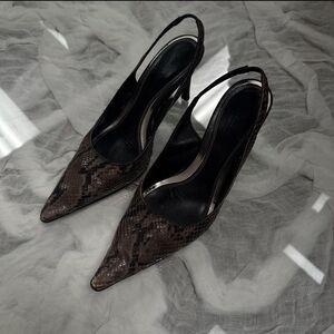 Snakeskin Sling Back Pointed Toe Heels